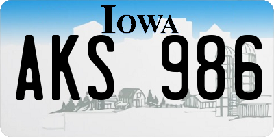 IA license plate AKS986