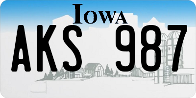 IA license plate AKS987