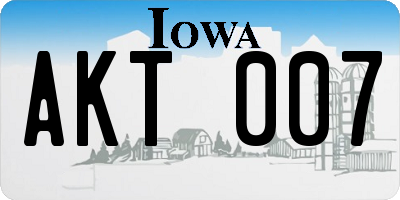 IA license plate AKT007