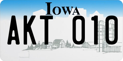 IA license plate AKT010