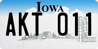 IA license plate AKT011