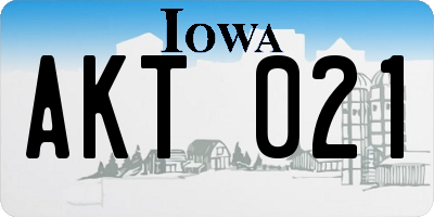 IA license plate AKT021