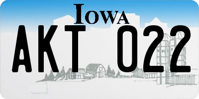 IA license plate AKT022