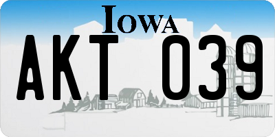 IA license plate AKT039