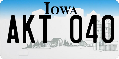 IA license plate AKT040