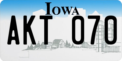 IA license plate AKT070