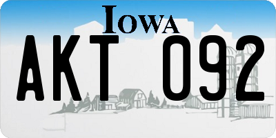 IA license plate AKT092