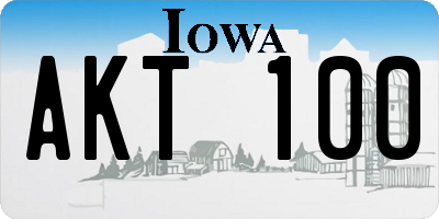 IA license plate AKT100