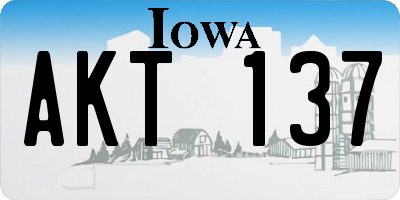 IA license plate AKT137