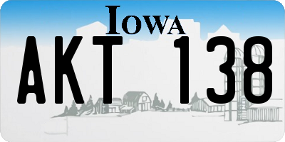 IA license plate AKT138
