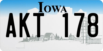 IA license plate AKT178