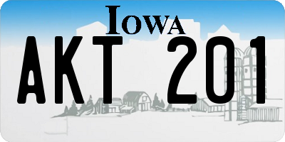 IA license plate AKT201