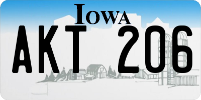 IA license plate AKT206