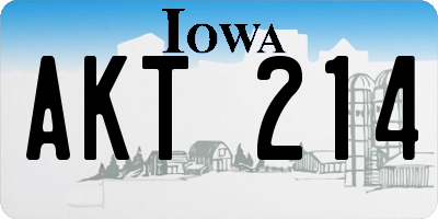 IA license plate AKT214