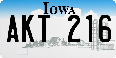 IA license plate AKT216