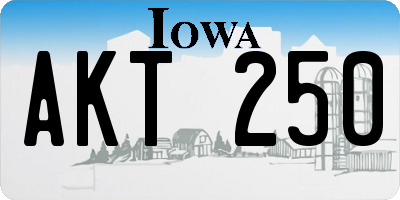 IA license plate AKT250