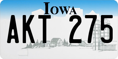 IA license plate AKT275