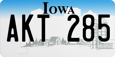 IA license plate AKT285