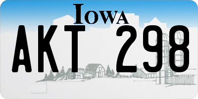 IA license plate AKT298