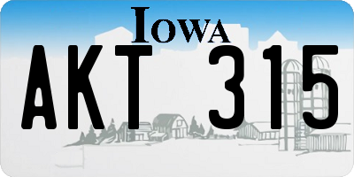 IA license plate AKT315