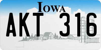 IA license plate AKT316
