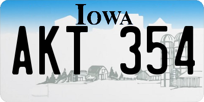 IA license plate AKT354