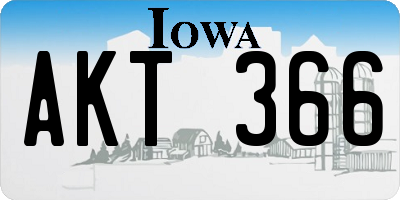 IA license plate AKT366