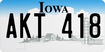 IA license plate AKT418