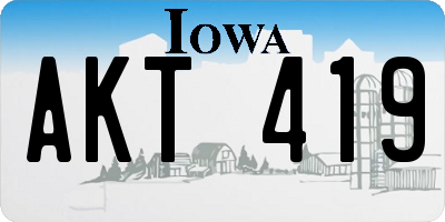 IA license plate AKT419