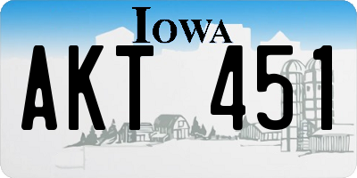 IA license plate AKT451