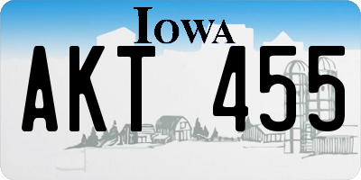 IA license plate AKT455
