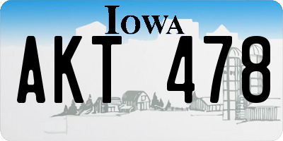 IA license plate AKT478