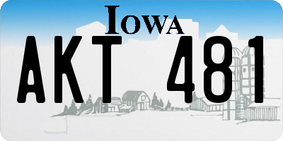 IA license plate AKT481