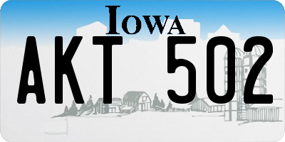 IA license plate AKT502