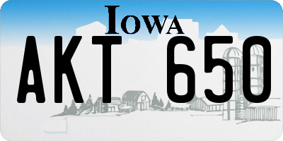 IA license plate AKT650
