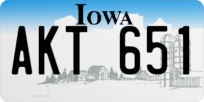 IA license plate AKT651