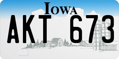 IA license plate AKT673