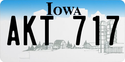 IA license plate AKT717