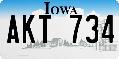 IA license plate AKT734