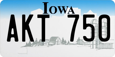 IA license plate AKT750