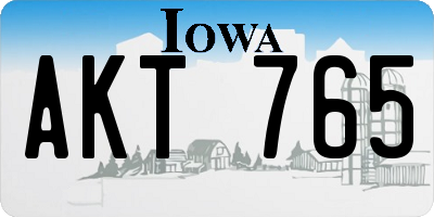 IA license plate AKT765