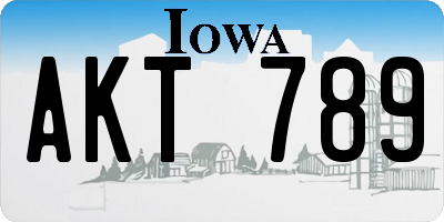IA license plate AKT789