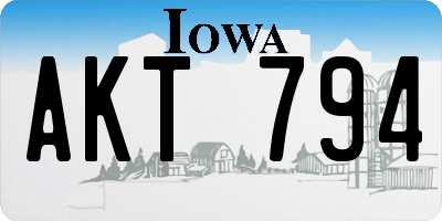 IA license plate AKT794