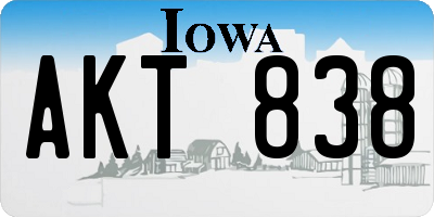 IA license plate AKT838