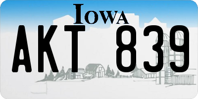 IA license plate AKT839