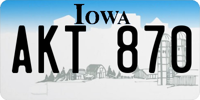IA license plate AKT870