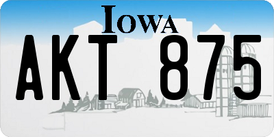 IA license plate AKT875