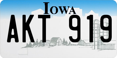 IA license plate AKT919