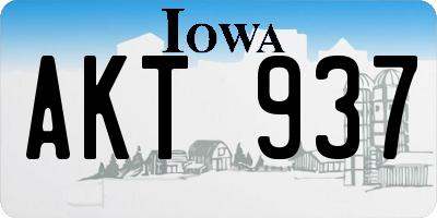 IA license plate AKT937