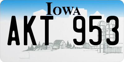 IA license plate AKT953